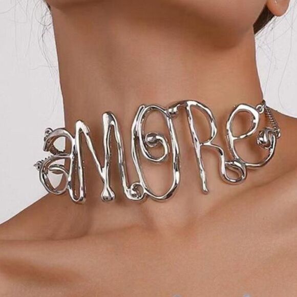 Silver Amore necklace choker S241 - Picture 1 of 4